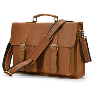 15.6 Inch Crazy Horse Leather Laptop Briefcase