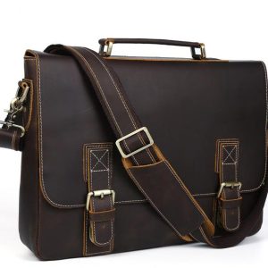 15.6 Inch Crazy Horse Leather Messenger Laptop Bag