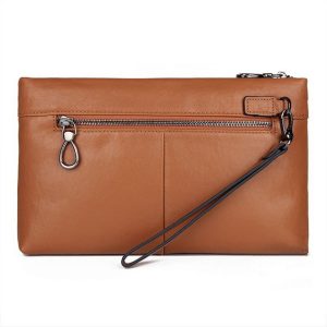 Brown Leather Business Clutch Bag